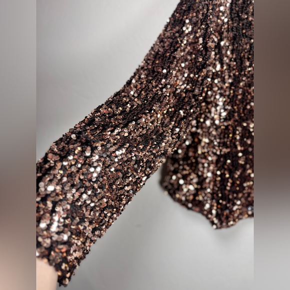Antthony Women's Black Velvet Copper Sequin Jacket Size 1X - Picture 4 of 15